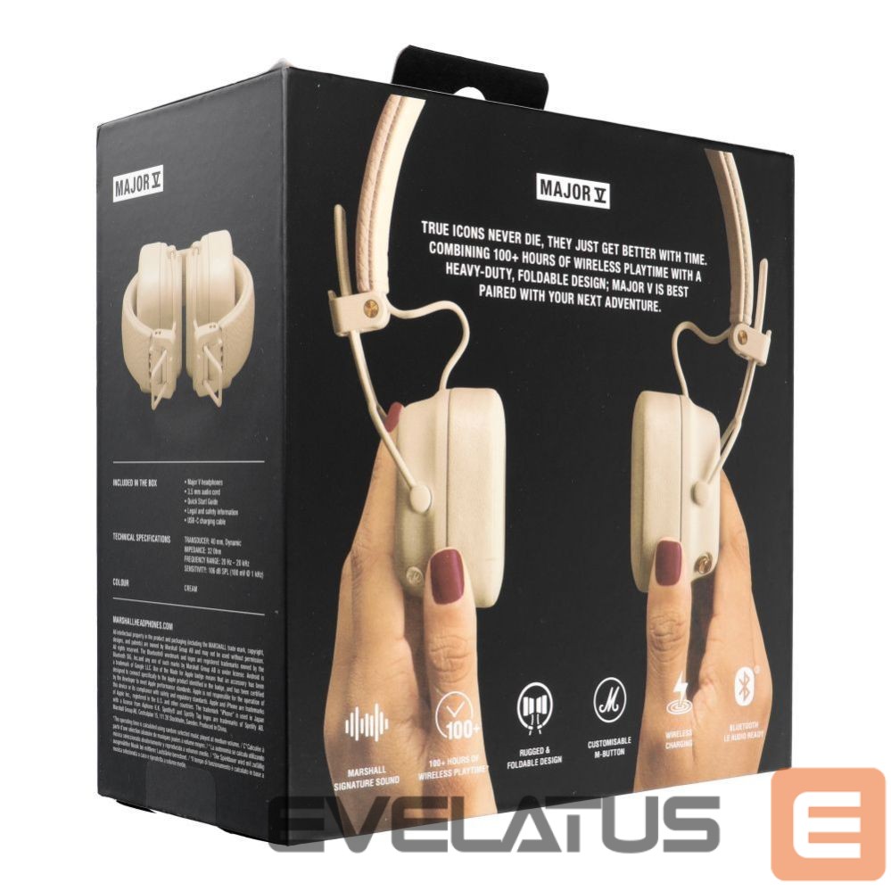 Juhtmevabad kõrvaklapid Marshall Wireless headphones Marshall Major V cream