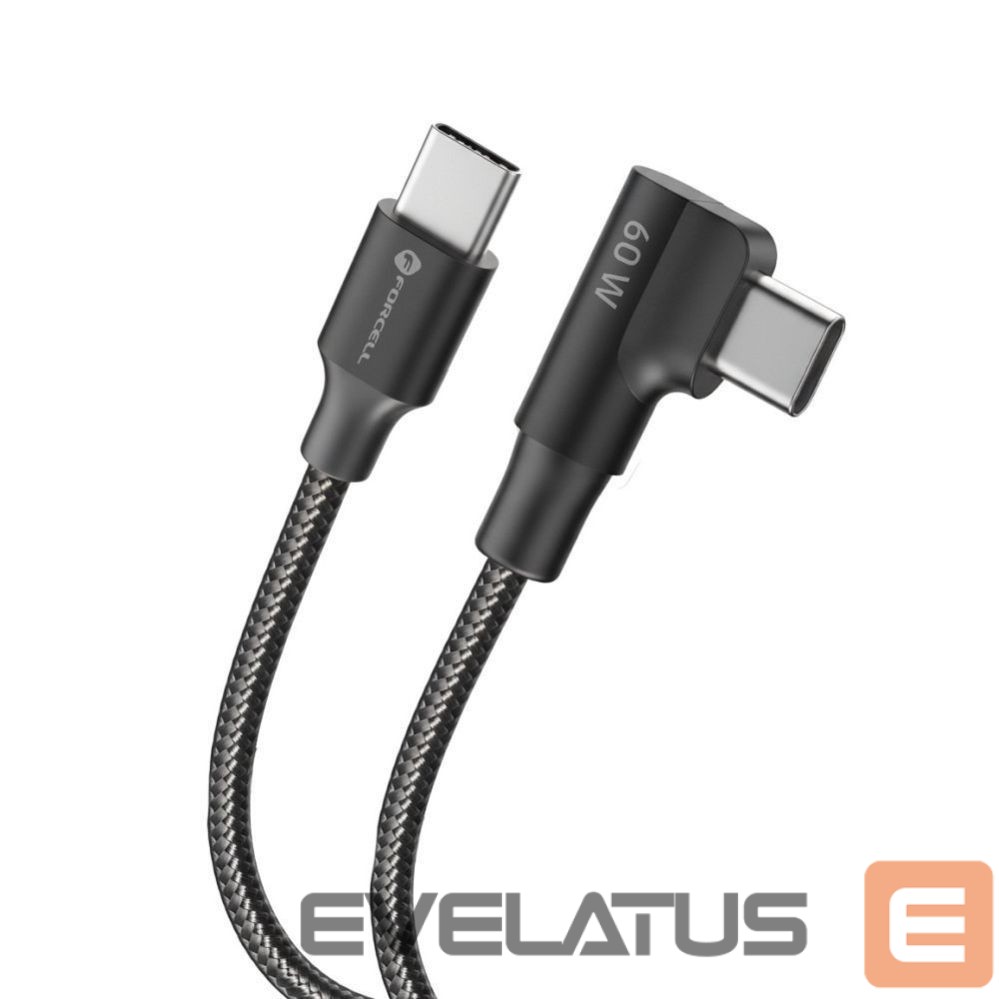 Kaabel Forcell Cable USB C to USB C Forcell F-Energy QC4.0 PD 5A 100W Cafule 90° 2 m CC-1Deg black