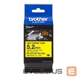 Tarvikud ja tarvikud Brother  | HSe-611E Heat shrink tube | Black On Yellow | TZe | Roll (0.52 cm x 1.5 m) | 0.52 x 150 cm 