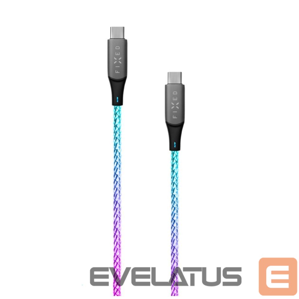 Kaabel fixed | Glowing Charging Cable USB-C/USB-C, PD support, Rainbow | FIXDLED-CC-RA