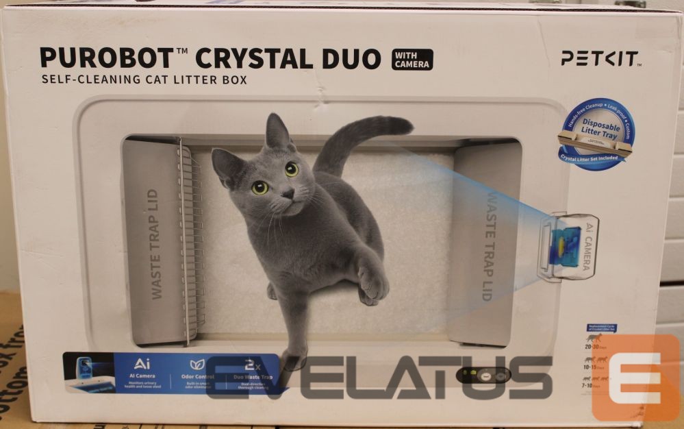 Kariloomade jaoks PETKIT SALE OUT. | Purobot Crystal Duo with Camera Self-Cleaning Cat Litter Box | White | MISSING INNER PACKAGING, DEMO