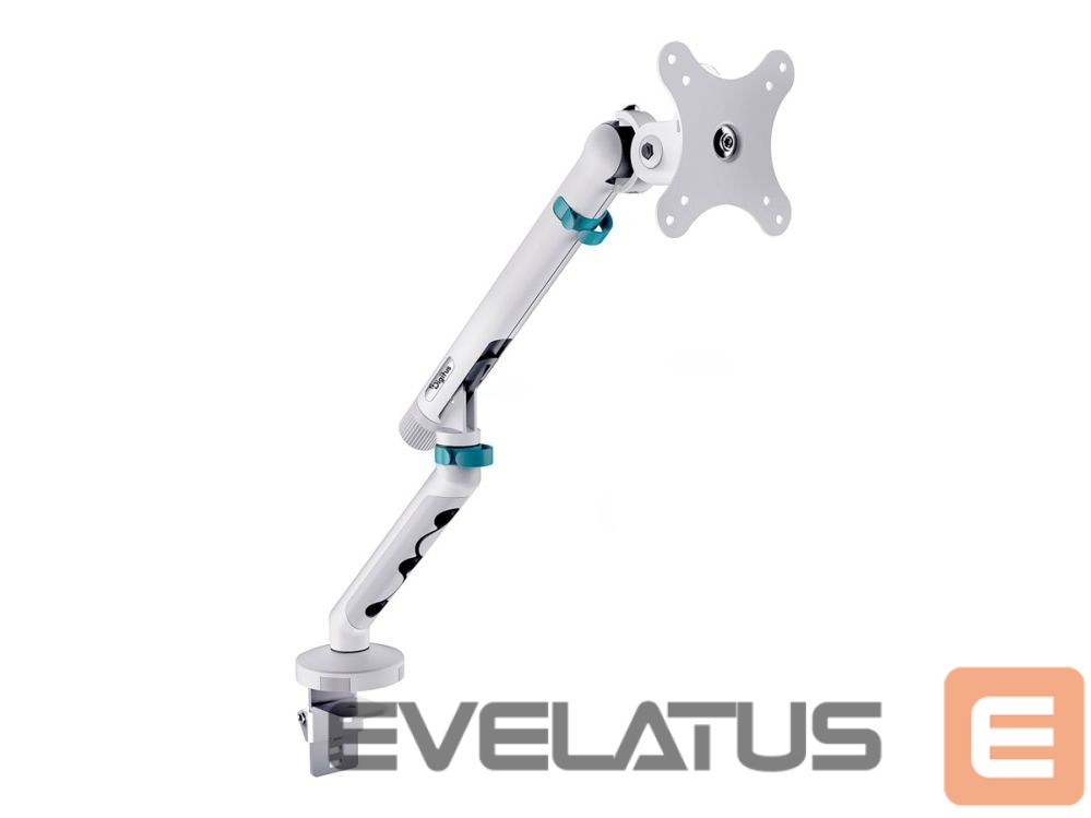 Teleri kinnitus Digitus Desk Mount | Tilt, rotation, pivot | Single design monitor mount | 35 " | Maximum weight (capacity) 10 kg | White