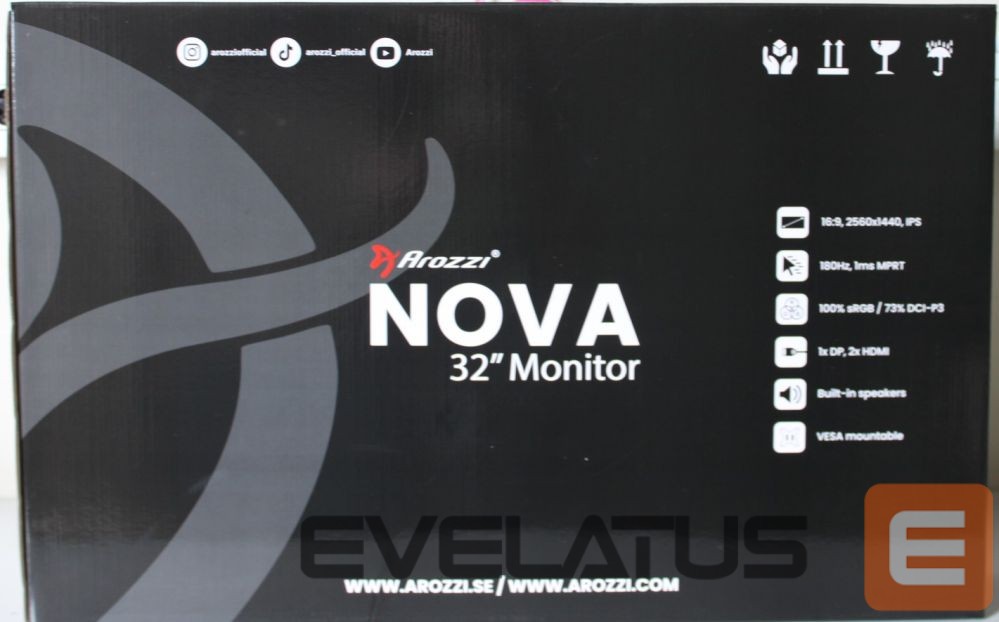 Monitorid AROZZI SALE OUT. Nova 32" IPS, 180Hz, Computer Monitor - Black | | Nova | 32 " | IPS | QHD | 16:9 | 180 Hz | 1 ms | 2560 x 1440 pixels | 300 cd/m² | HDMI ports quantity 2 | Black | Warranty 24 month(s) | DAMAGED INNER PACKAGING, DEMO