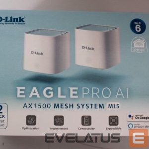 Ruuterid D-link  SALE OUT.  M15-2 EAGLE PRO AI AX1500 Mesh System  EAGLE PRO AI AX1500 Mesh System M15-2 (2-pack) 802.11ax 1200+300 Mbit/s 10/100/1000 Mbit/s Ethernet LAN (RJ-45) ports 1 Mesh Support Yes MU-MiMO Yes No mobile broadband Antenna type 2 x 2.4G WLAN Internal Antenna, 2 x 5G WLAN Internal Antenna UNPACKED, SCRATCHED ON TOP | EAGLE PRO AI AX1500 Mesh System | M15-2 (2-pack) | 802.11ax | 1200+300  Mbit/s | 10/100/1000 Mbit/s | Ethernet LAN (RJ-45) ports 1 | Mesh Support Yes | MU-MiMO Yes | No mobile broadband | Antenna type 2 x 2.4G WLAN Internal Antenna, 2 x 5G WLAN Internal Antenna | UNPACKED, SCRATCHED ON TOP 